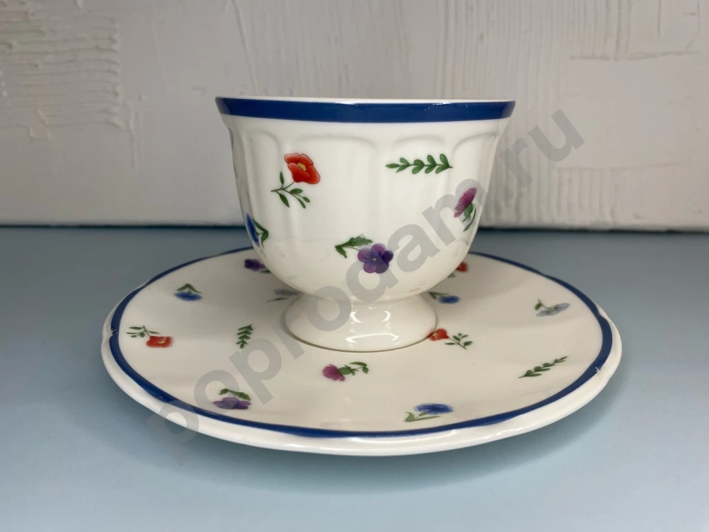 Чайная пара с цветочками фарфор