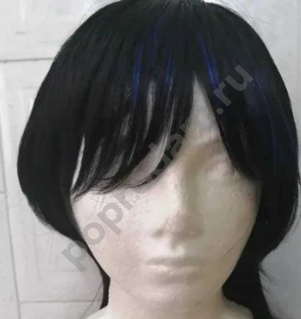 Парик черный с челкой новый