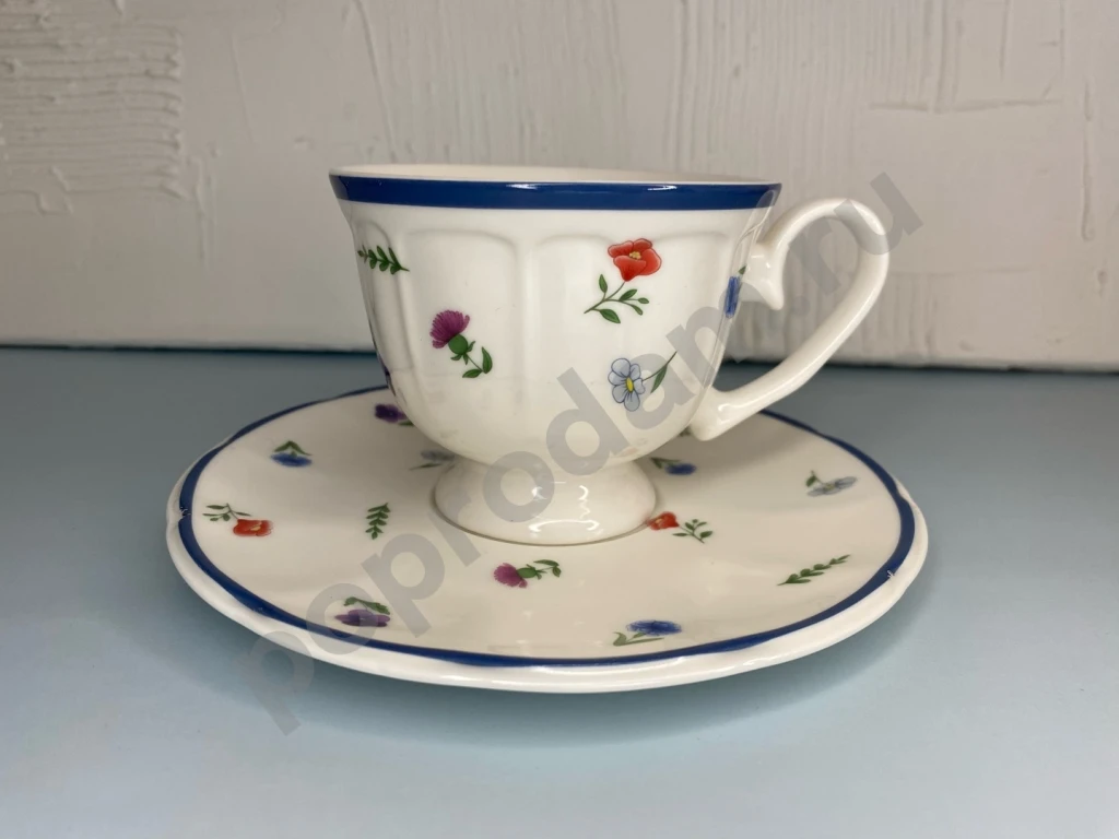 Чайная пара с цветочками фарфор