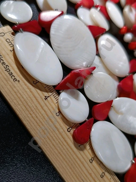 Крупные Бусы. Натуральный Перламутр. Натуральный Коралл. США. Маркировка.