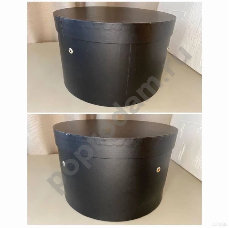 Круглая коробка шляпная чёрная для цветов