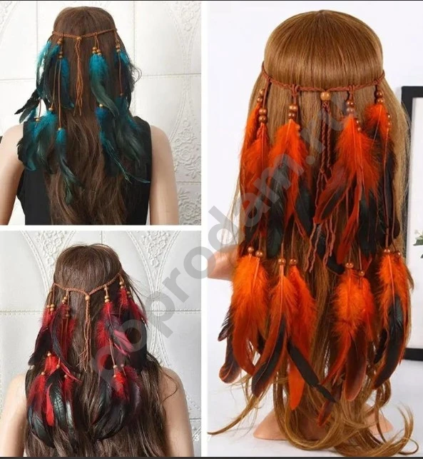 Украшение на голову с перьями новая