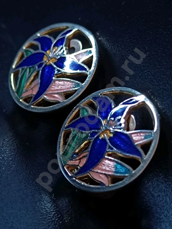 Крупные Клипсы. Клуазоне. Винтаж.