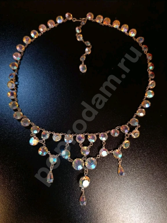 Колье. Чехия. Jablonex. Винтаж. Безель. Стекло АБ.