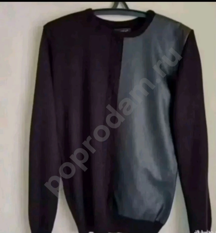 Молодежный джемпер-пуловер S 44-46 размер с кожаной вставкой