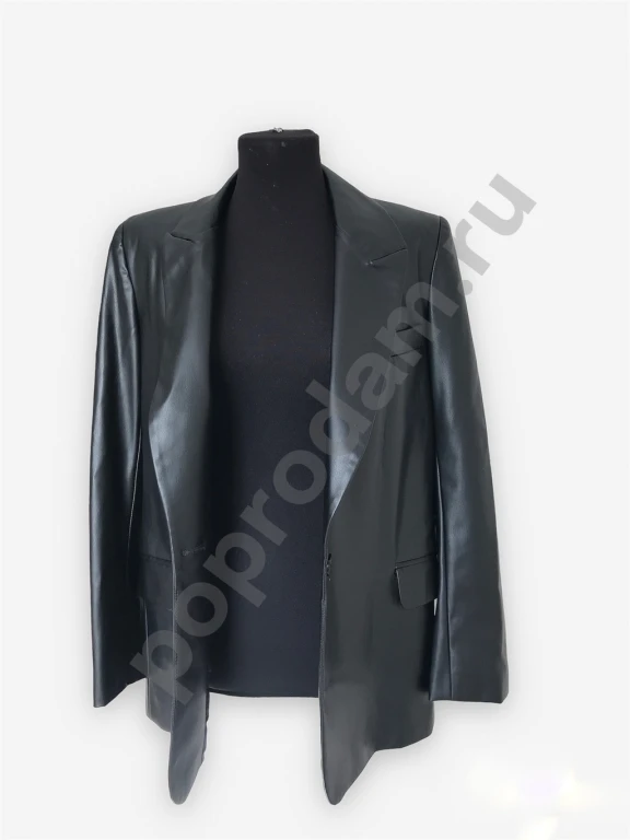 Женский черный пиджак из эко кожи