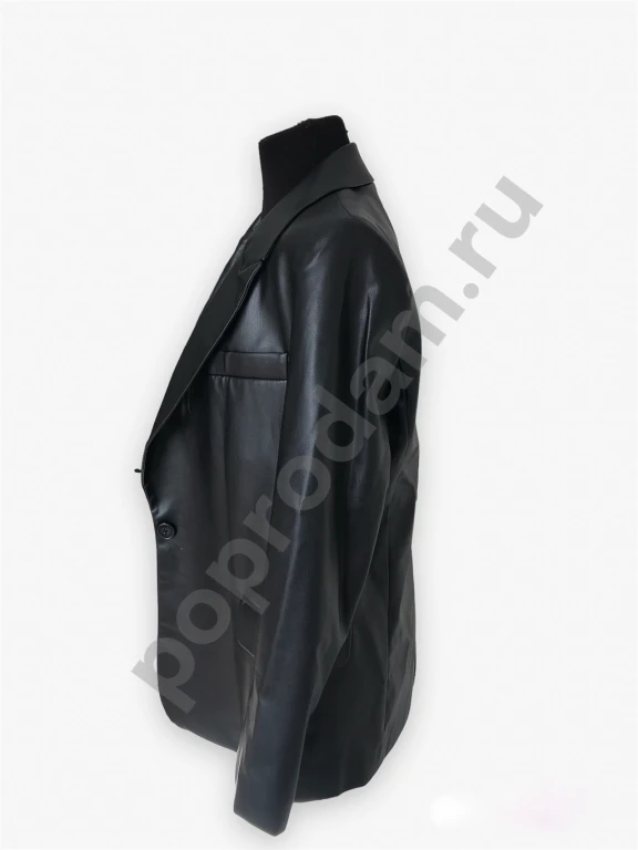 Женский черный пиджак из эко кожи