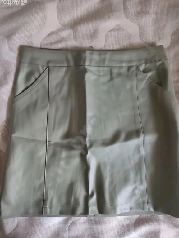 Оливковая прямая юбка из экокожи Gloria Jeans