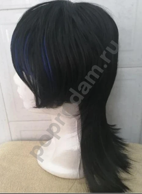 Парик черный с челкой новый