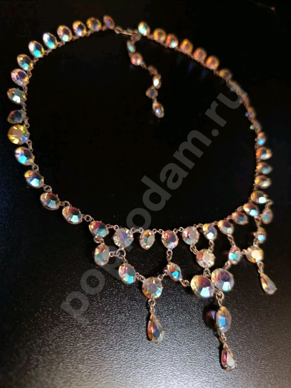 Колье. Чехия. Jablonex. Винтаж. Безель. Стекло АБ.