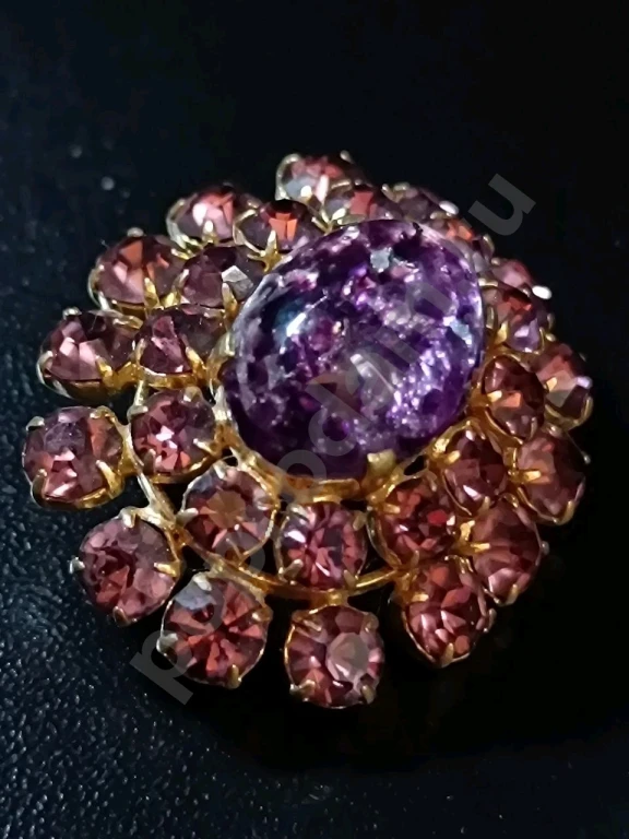 Ярусная Брошь. Чехия. Jablonex. Винтаж. Стекло.