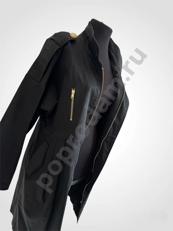 Стильная женская черная куртка с золотой молнией
