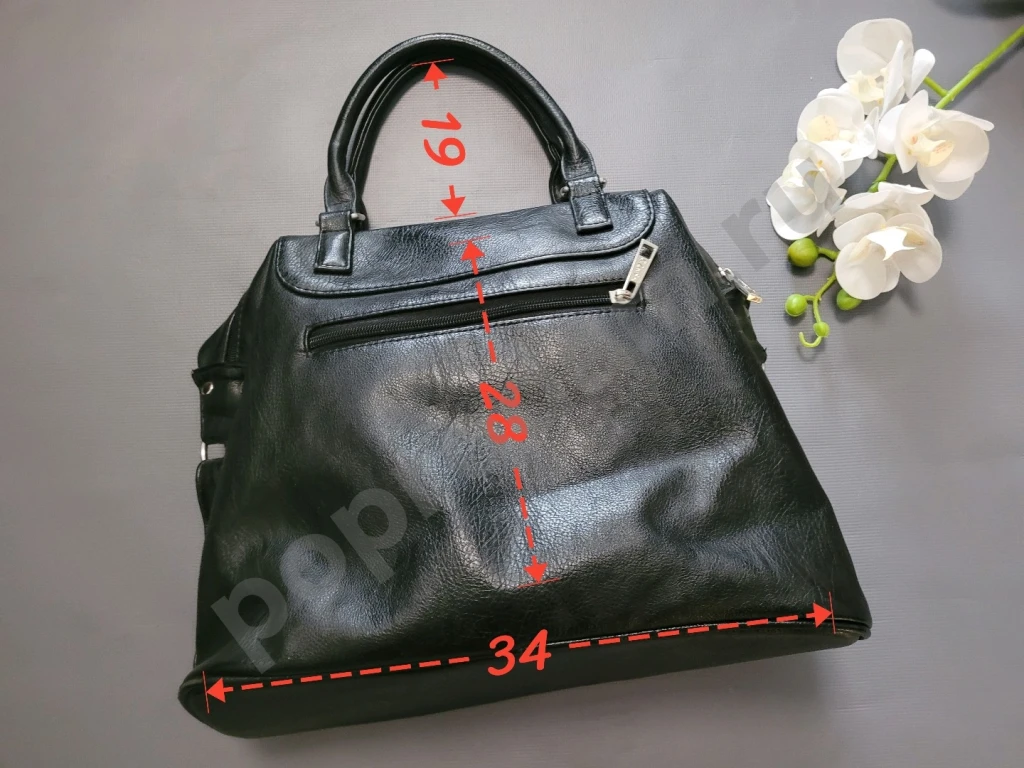 Сумка кросс-боди черная на длинном ремешке экокожа