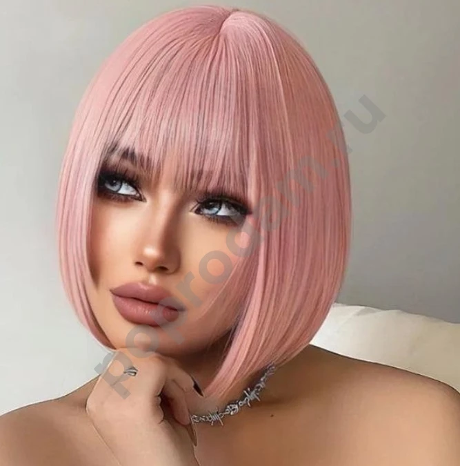 Парик розовый каре новый