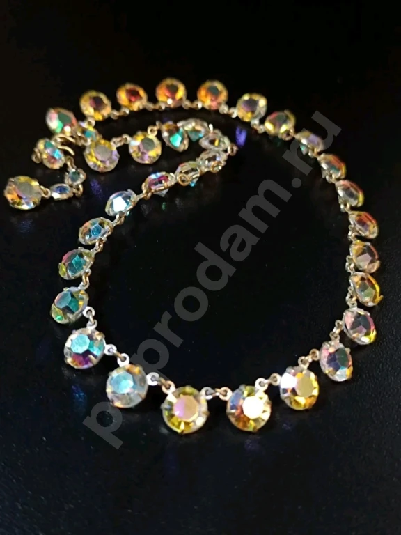 Колье Цепочка. Безель. Чехия. Jablonex. Винтаж. Стекло АБ.