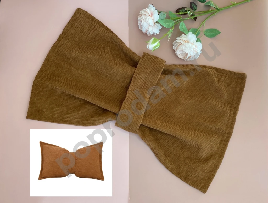 Декоративная наволочка бант вельветовая 30х50