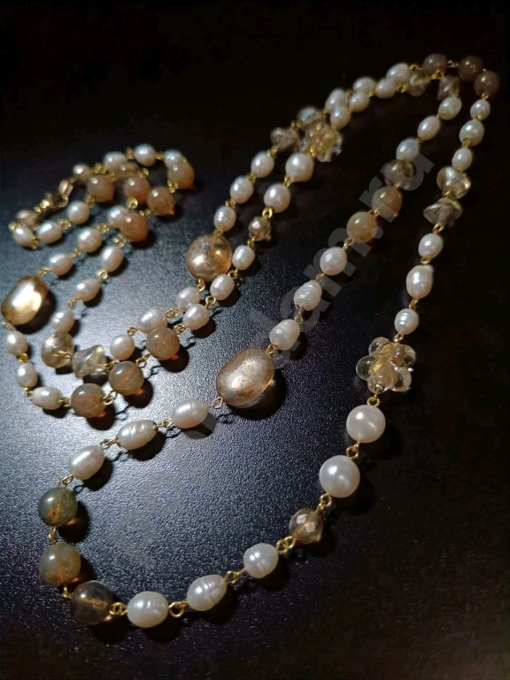 Длинные Крупные Бусы Цепочка 1метр 34см. Натуральный Жемчуг, Стекло.