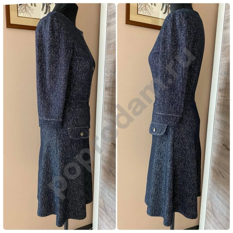 Серое платье офисное с пуговицами офисное 44-46