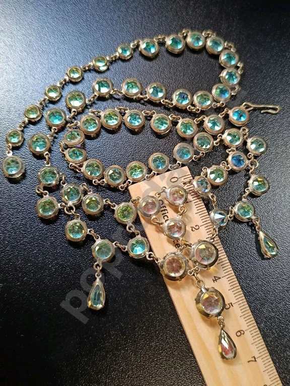 Колье. Чехия. Jablonex. Винтаж. Безель. Стекло АБ.