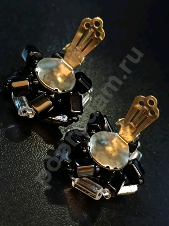 Наборные Клипсы. Чехия. Jablonex. Винтаж. Стекло.