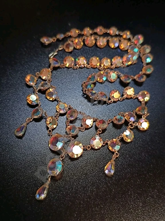 Колье. Чехия. Jablonex. Винтаж. Безель. Стекло АБ.