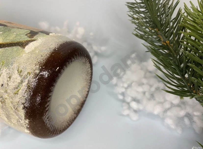 Новогодняя бутылка декупаж ангел в зимнем лесу