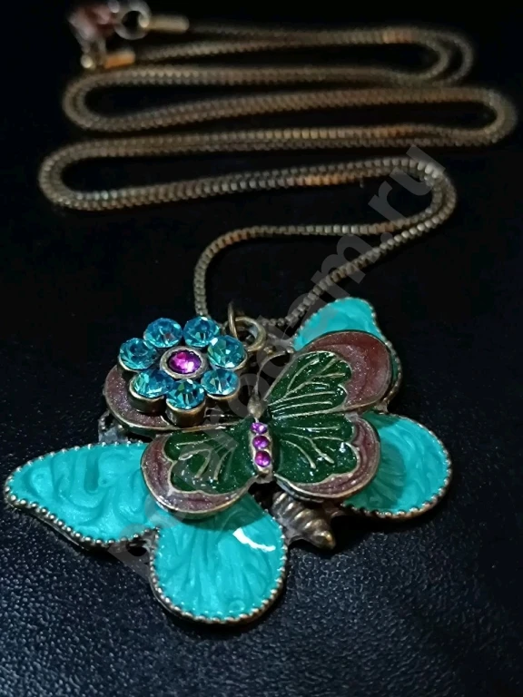 Крупная Подвеска на цепочке. Англия. Эмаль.