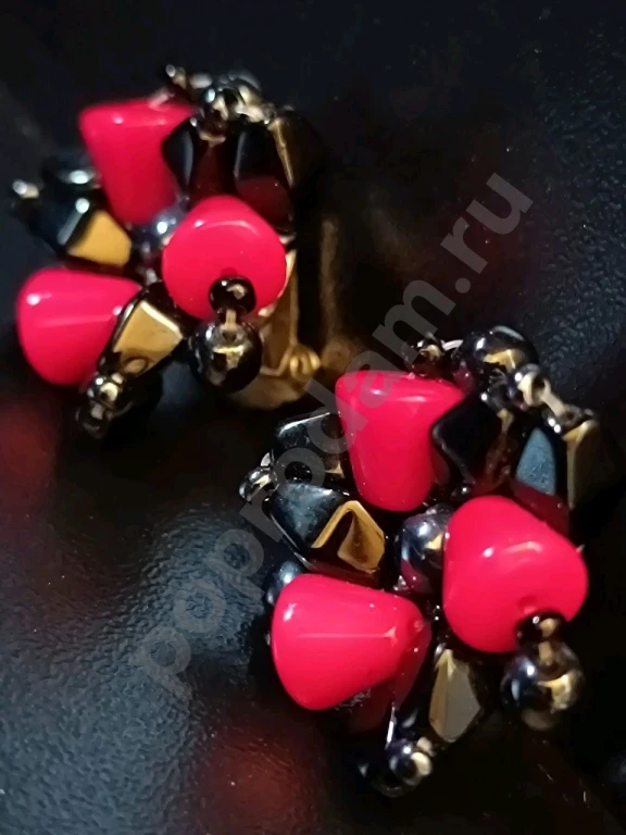 Наборные Клипсы. Чехия. Jablonex. Винтаж. Стекло.