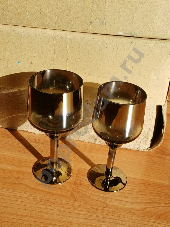 Фужеры бокалы дымчатые хрустальная ваза для фруктов стеклянный салатник