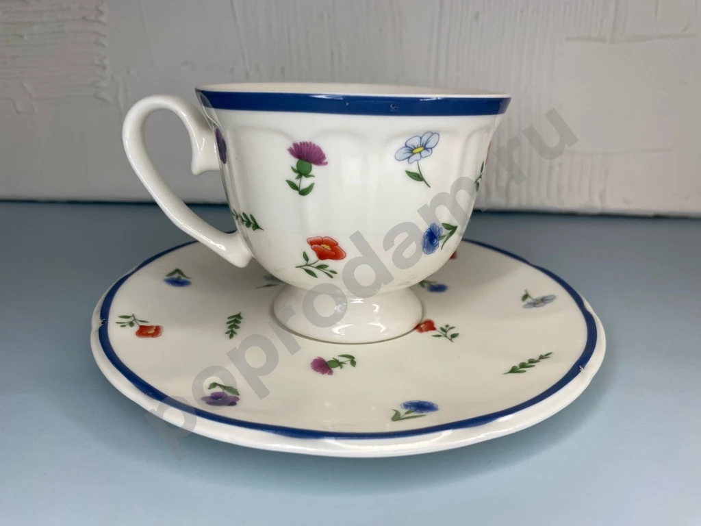Чайная пара с цветочками фарфор