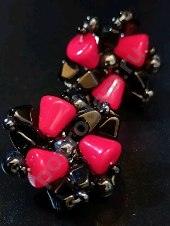 Наборные Клипсы. Чехия. Jablonex. Винтаж. Стекло.