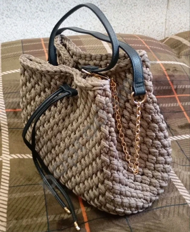 Вязаные сумки женские, корзинки