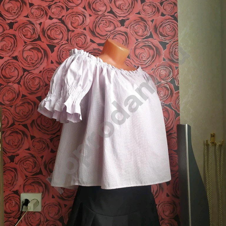 Топ Mango новый Сиреневая полоска Размер S хлопок