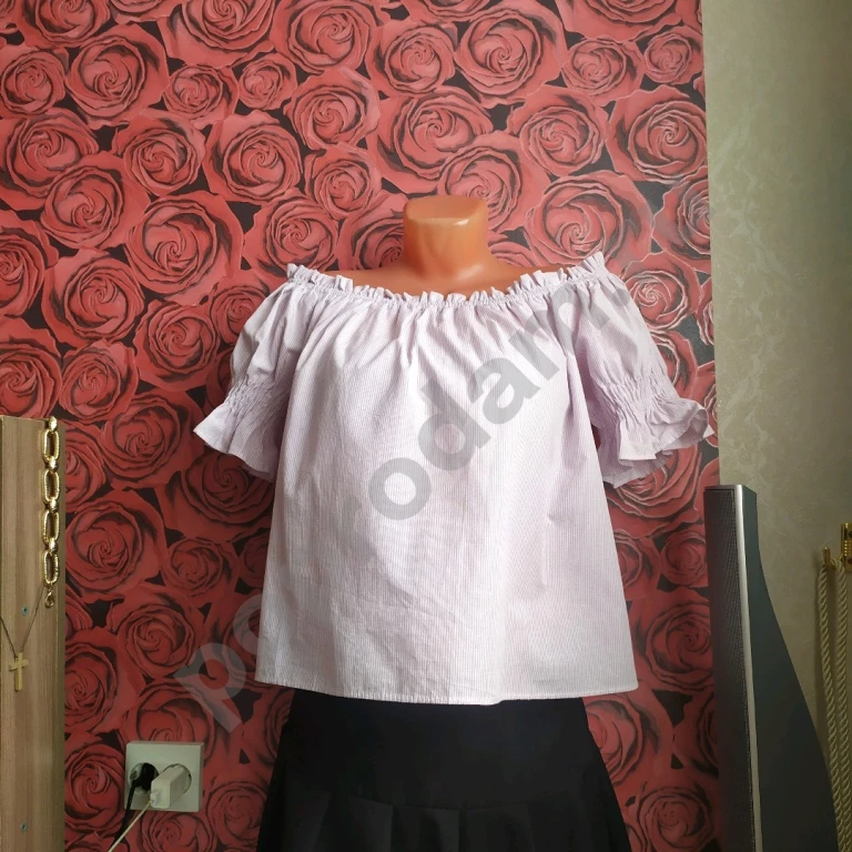 Топ Mango новый Сиреневая полоска Размер S хлопок