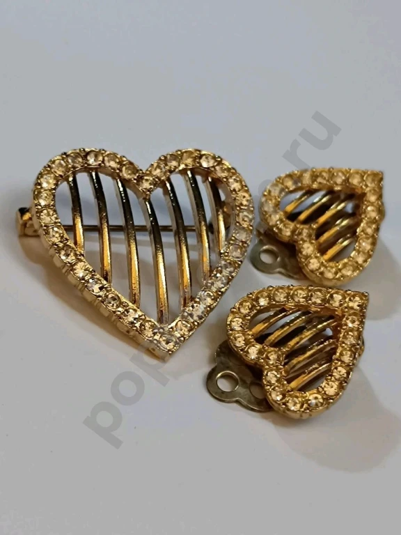 Комплект. Брошь и Клипсы. Винтаж.