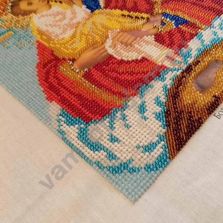 Икона вышитая бисером "Богородица Почаевская",ручная работа