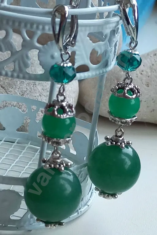 Серьги крупные, натуральный камень хризоплаз