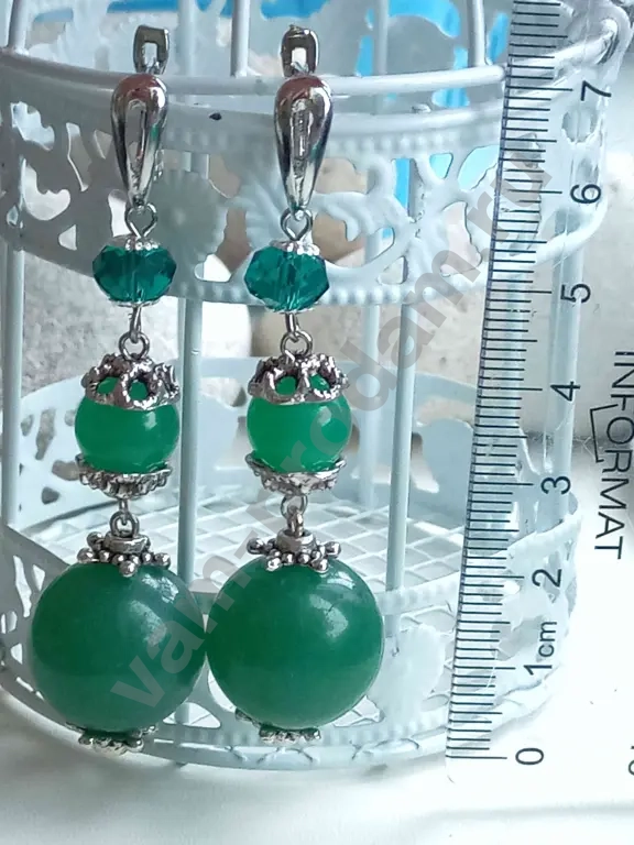 Серьги крупные, натуральный камень хризоплаз