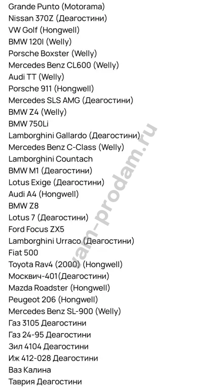 Масштабные модели автомобилей