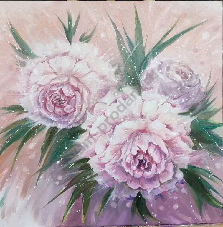 Картина маслом 50*50 Пионы