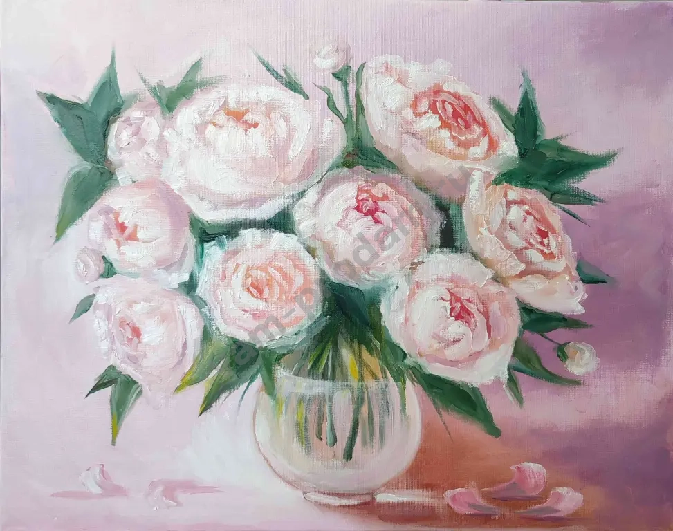 Картина маслом на холсте 50*40 Пионы