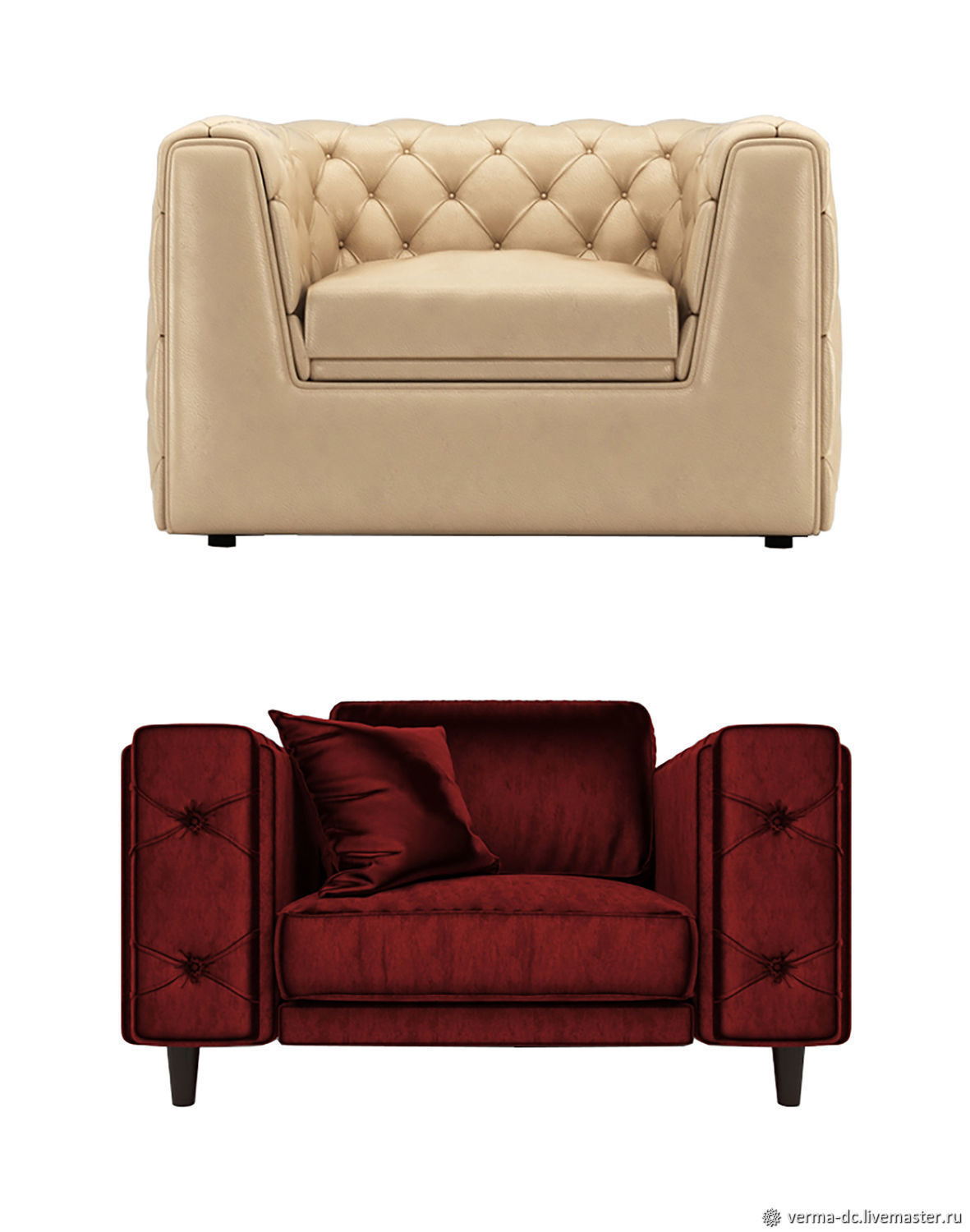 Диван Ар Деко с каретной стяжкой