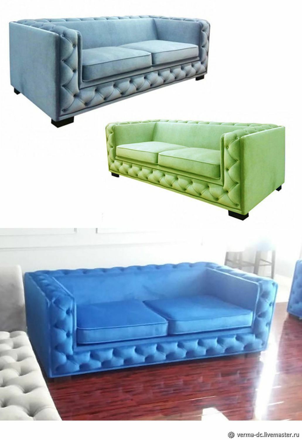 Диван Ар Деко с каретной стяжкой