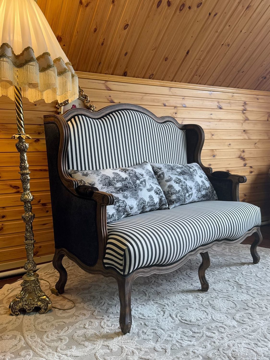 Диван двухместный новый, Английский стиль, Дерево бук