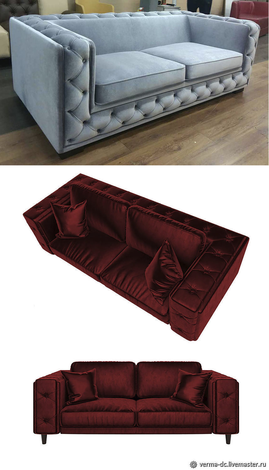 Диван Ар Деко с каретной стяжкой