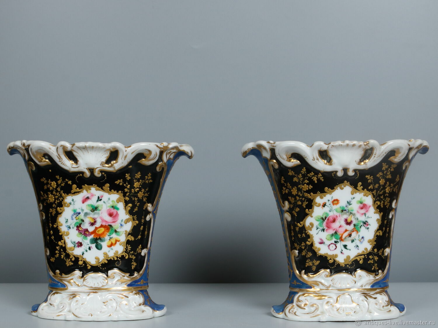 Антикварные парные вазы. Франция
