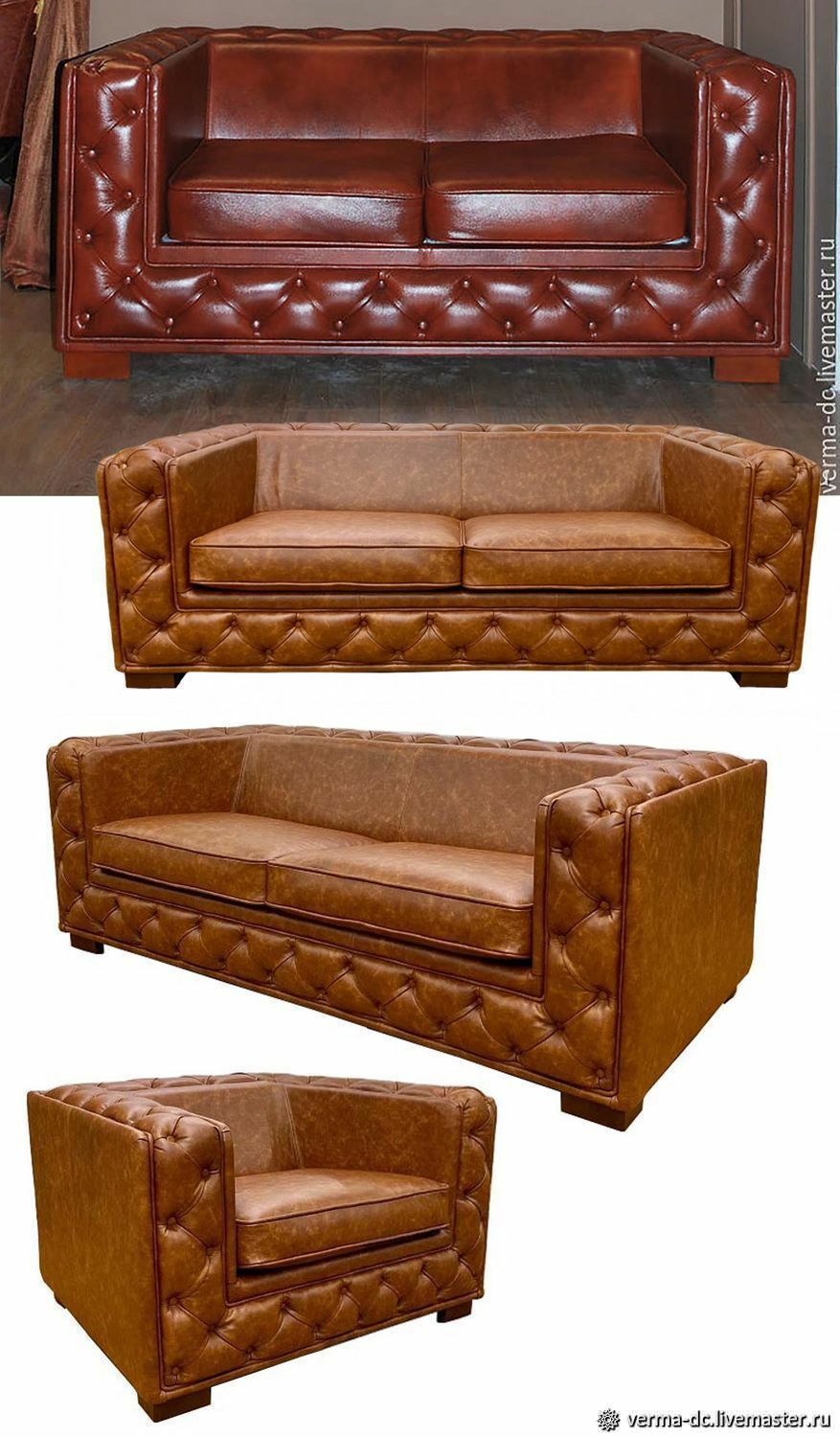 Диван Ар Деко с каретной стяжкой