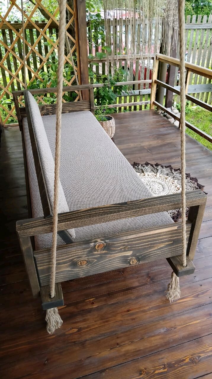 Диван подвесной / деревянные качели-диван / уличная мебель