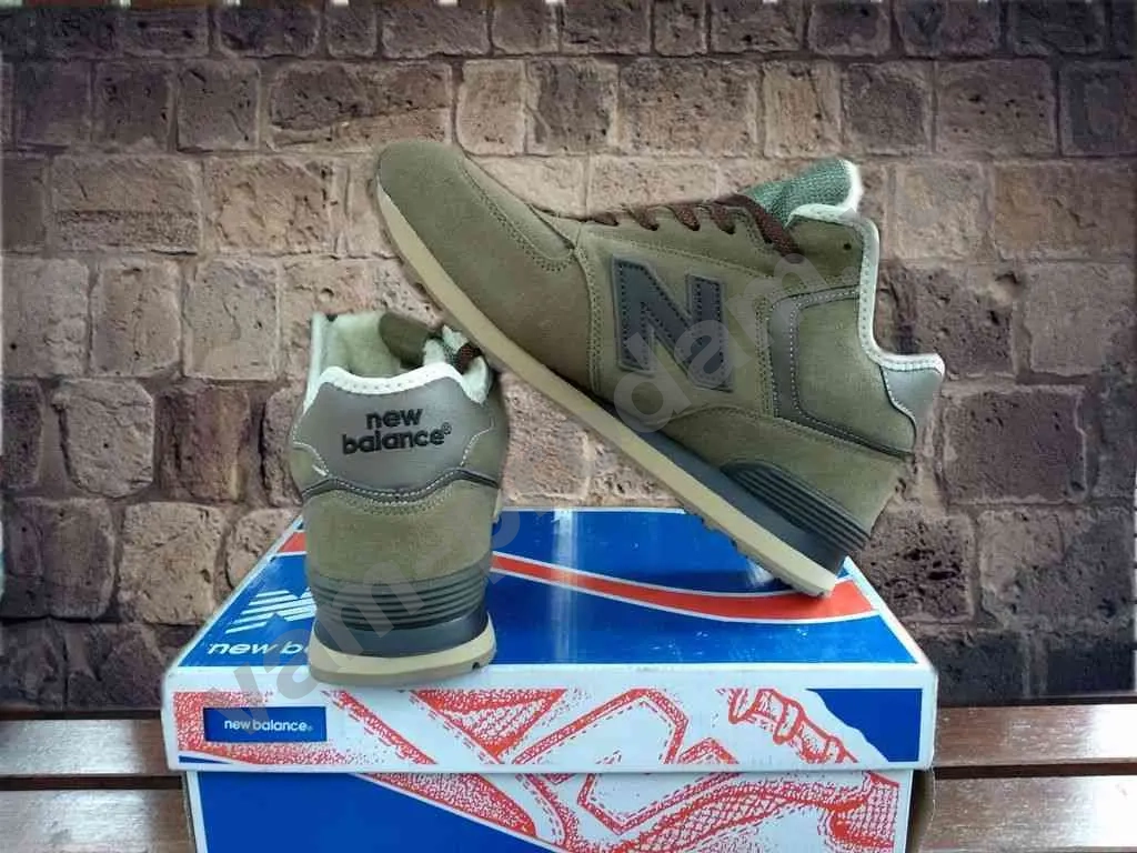 Кроссовки NB 574 (ЗЕЛЕН, НУБУК, ЗИМНИЕ) MRH574TA