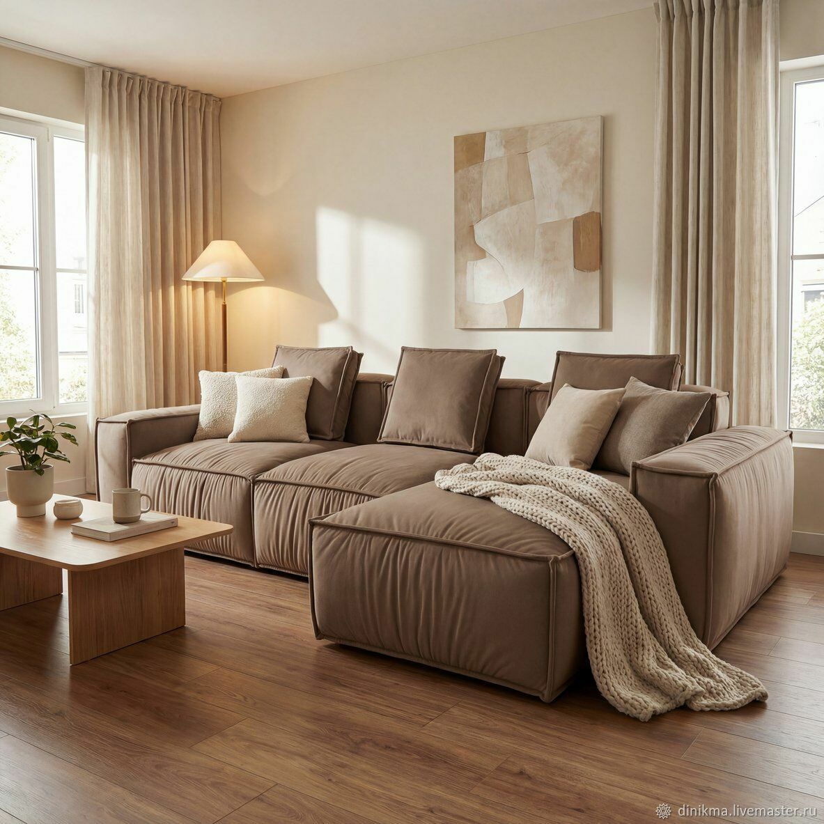 Дизайнерский диван Фолл с оттоманкой